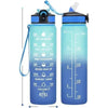 1pc 1000ml Large Capacity Gradient Water Bottle,Water Bottle with Straw 1 Litre Leakproof with Time Marker,for Sports Fitness