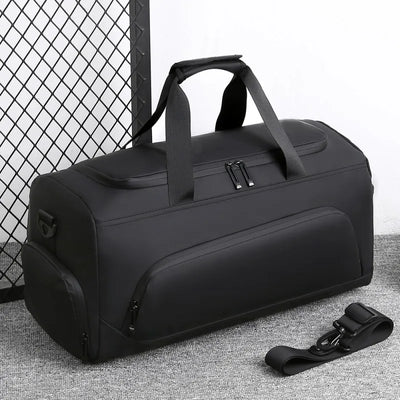 Large sports travel duffel bag with shoe storage and multiple compartments