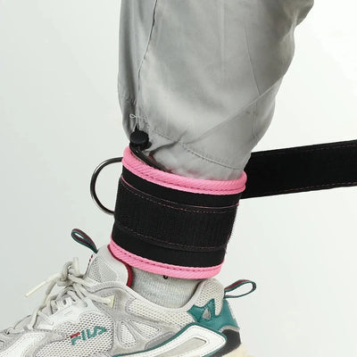 Ankle straps with adjustable D-ring cuffs for fitness workouts