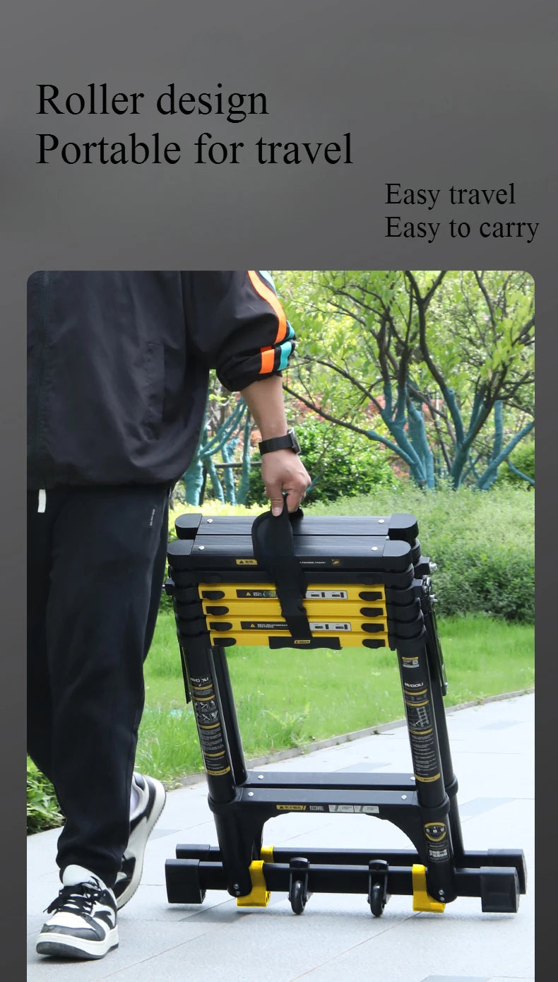 New Herringbone Telescopic Ladder Aluminum Alloy Thickened Engineering Folding  Multifunctional Portable Lifting Floor Ladder