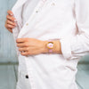 Pierre Cardin Women's Pink Leather Watch, Rose Gold Case | CMA.0004-4