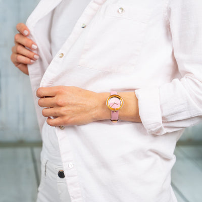 Pierre Cardin Women's Pink Leather Watch, Rose Gold Case | CMA.0004-4
